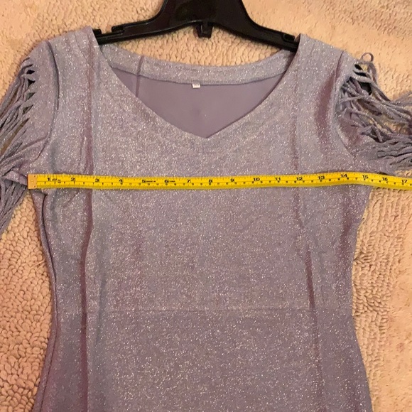 HOST PICK❣️Women’s Fringe Sleeve Glitter Dress Sz XS - Picture 9 of 9